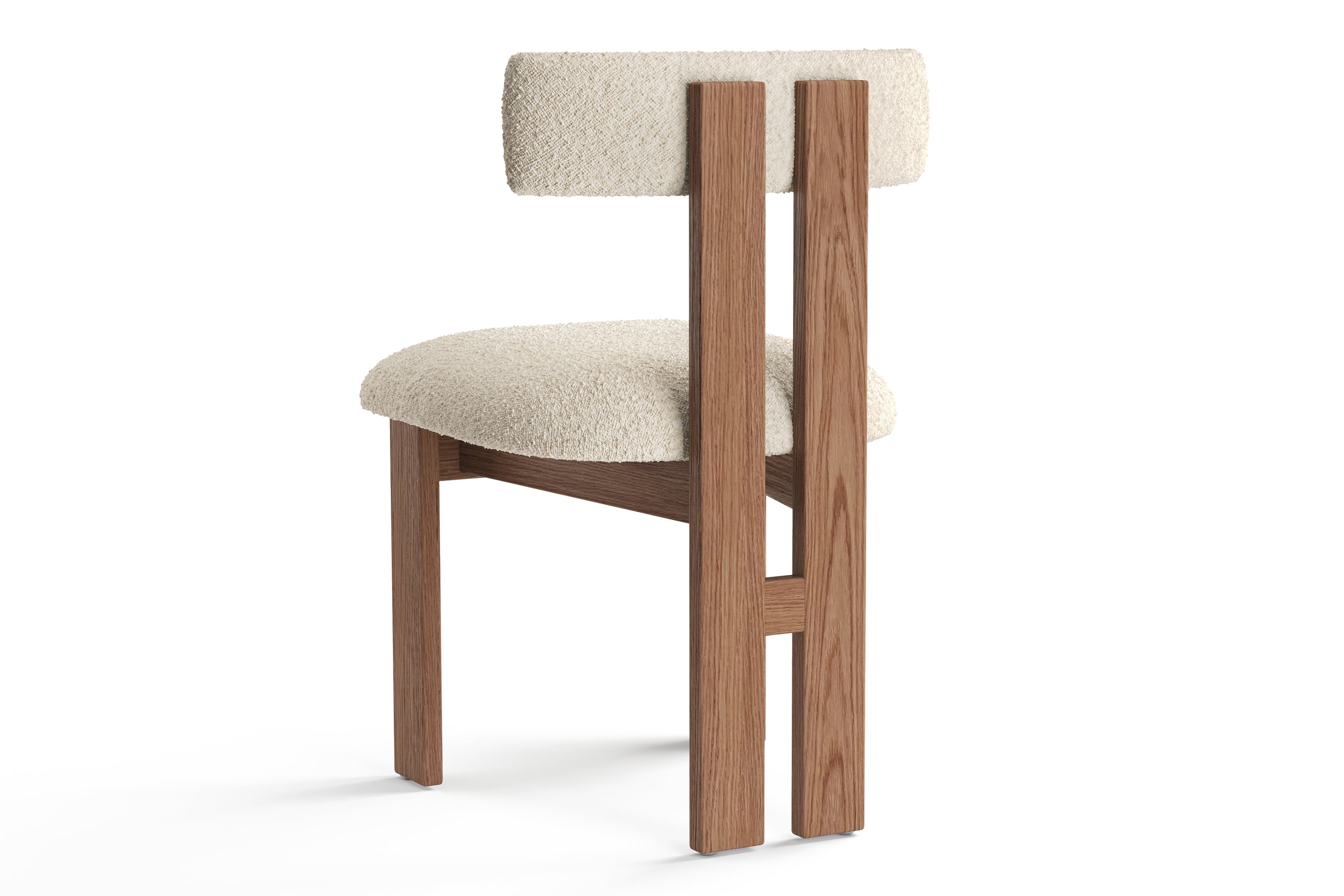 Valencia Carlo Natural Oak Wood Boucle Dining Chair, Beige