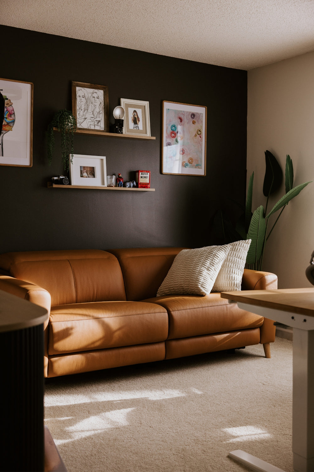Elodie Leather Dual Recliner Sofa with Console