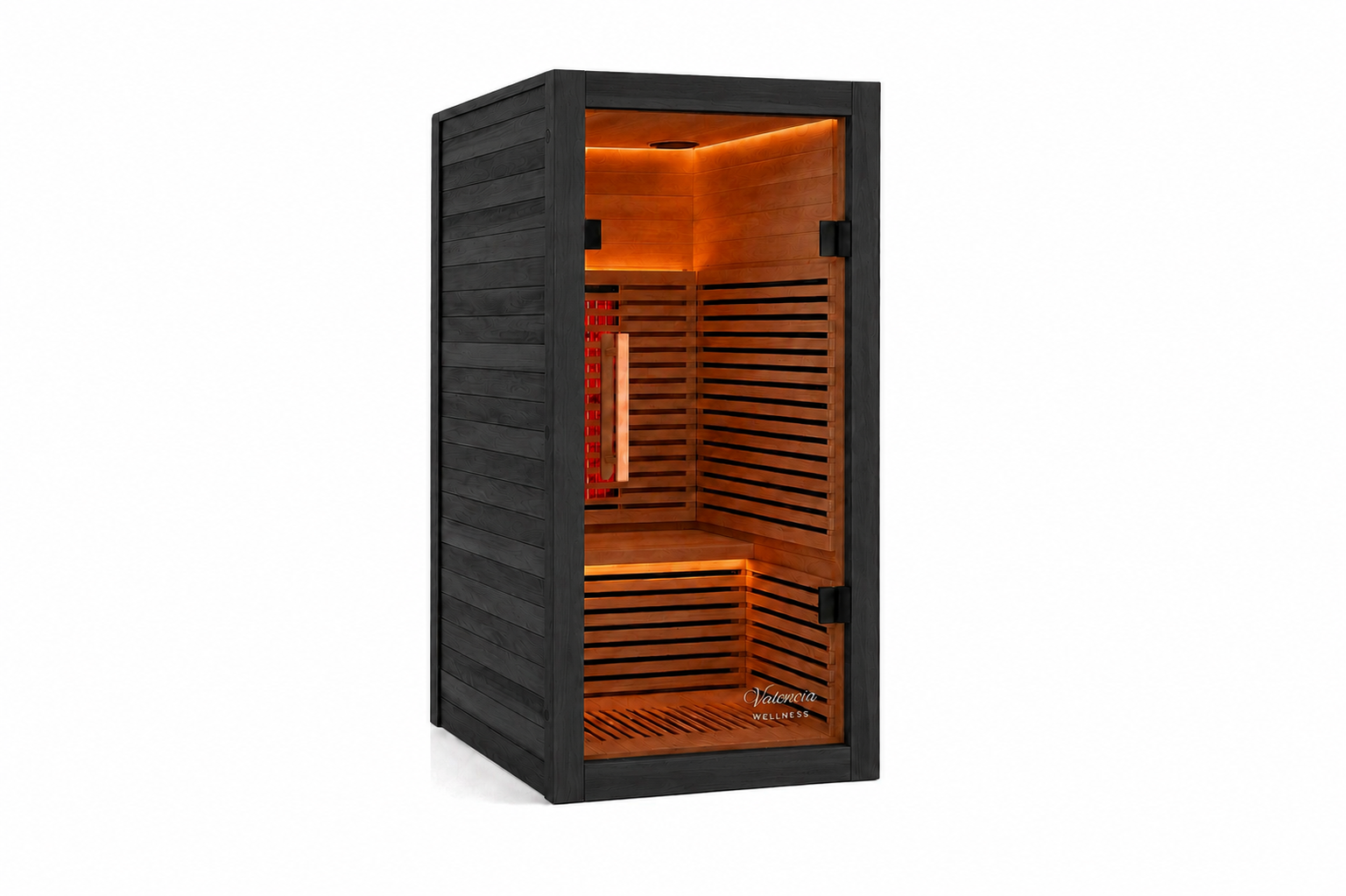 Valencia Aura™ 1-Person Full Spectrum Low-EMF Infrared Sauna | Black Exterior | Canadian Red Cedar