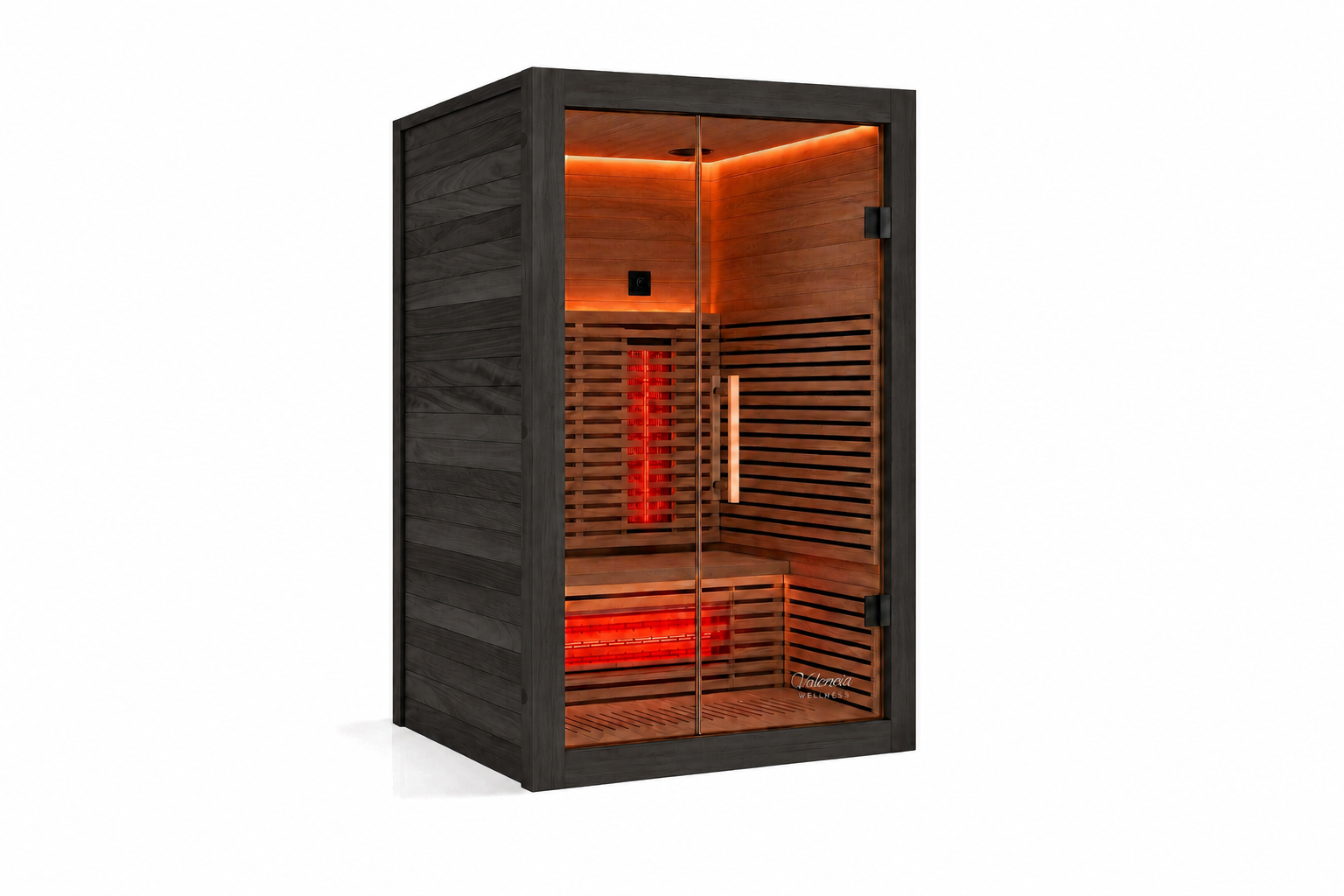 Valencia Aura™ 2-Person Full Spectrum Low-EMF Infrared Sauna | Black Exterior | Canadian Red Cedar