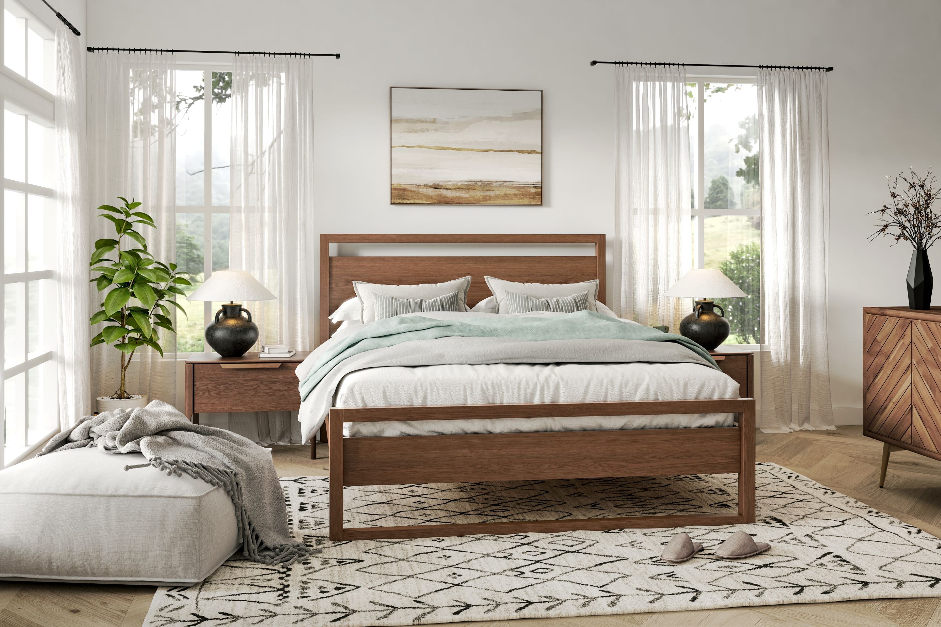 Valencia Leah Natural Solid Wood King Bed Frame, Natural