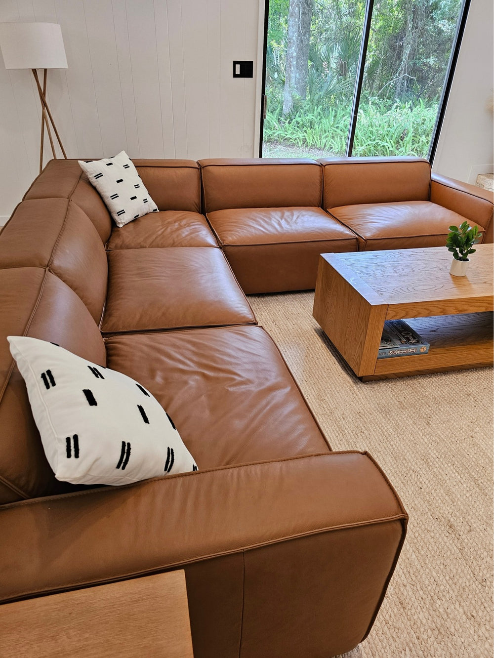 Nathan Leather Ottoman
