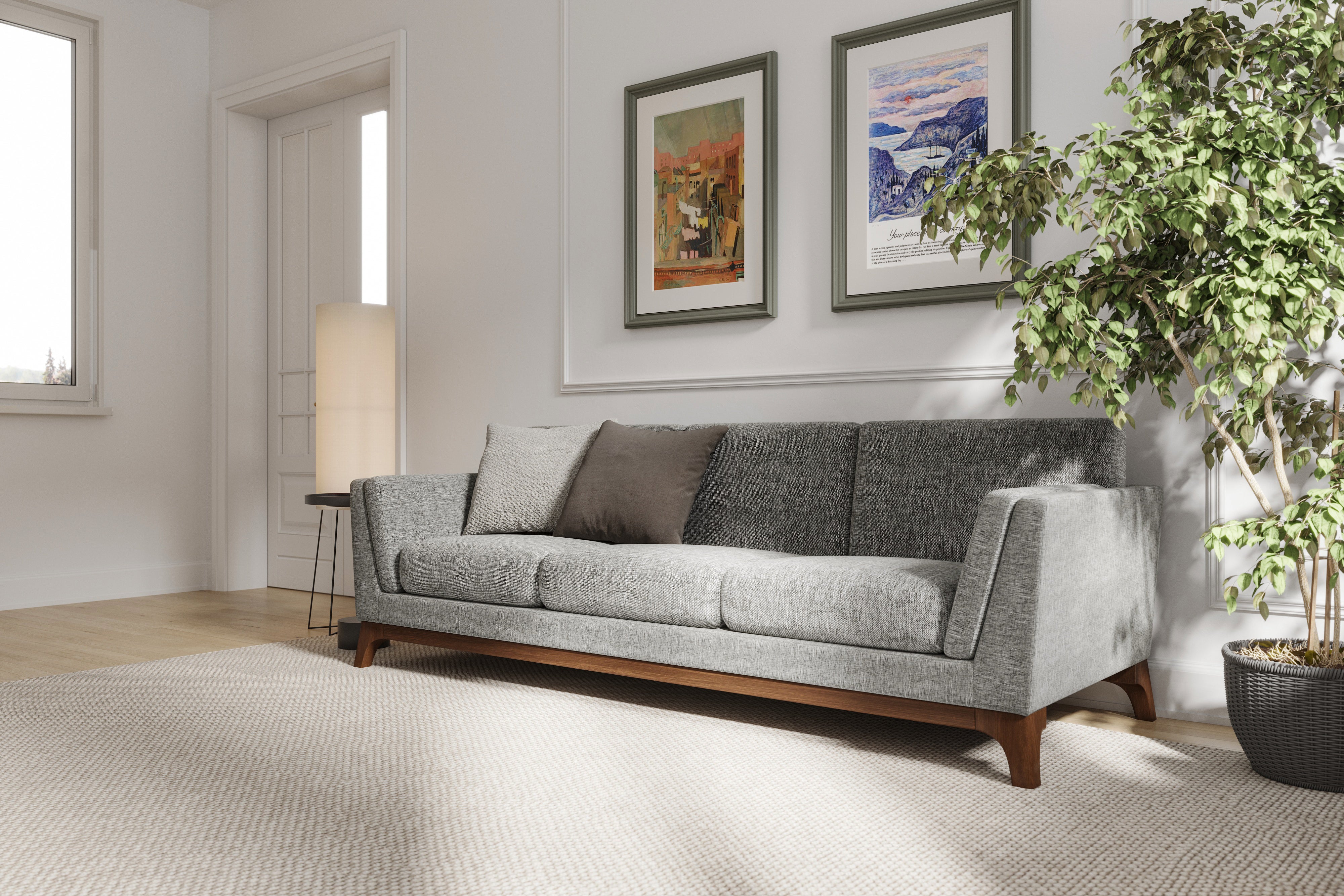 Valencia Sintra Performance Fabric Three Seats Sofa, Cloudy Grey