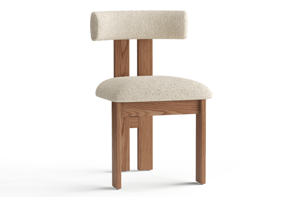 Valencia Carlo Boucle Fabric Dining Chair, Beige