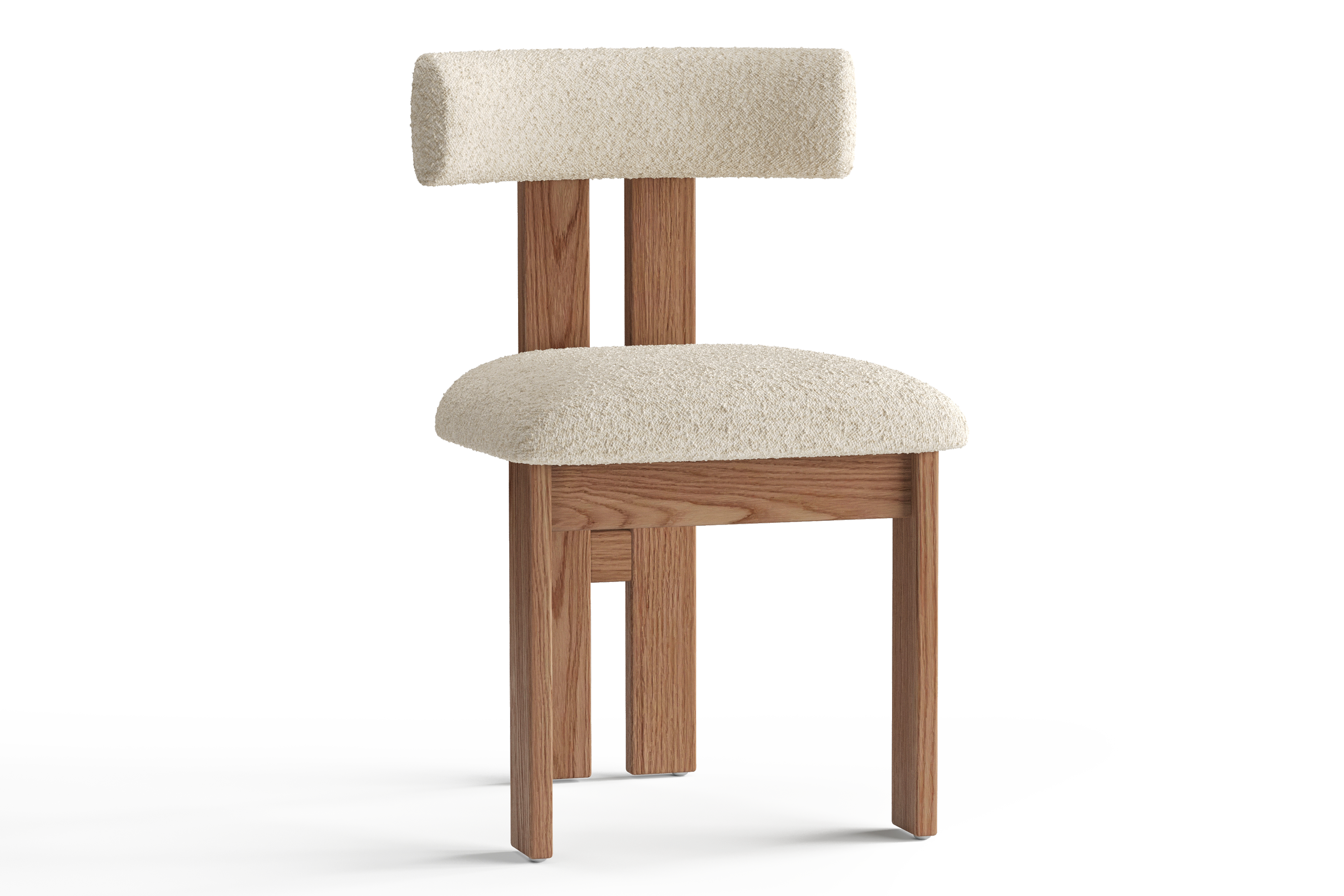 Valencia Carlo Natural Oak Wood Boucle Dining Chair, Beige