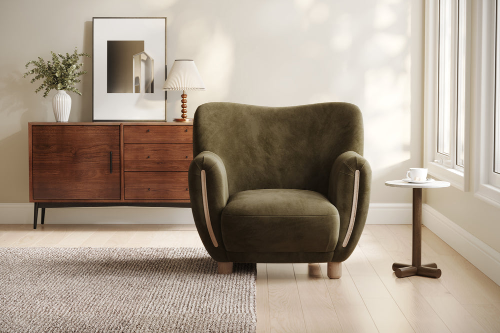 Valencia Emerald Accent Chair, Olive Green