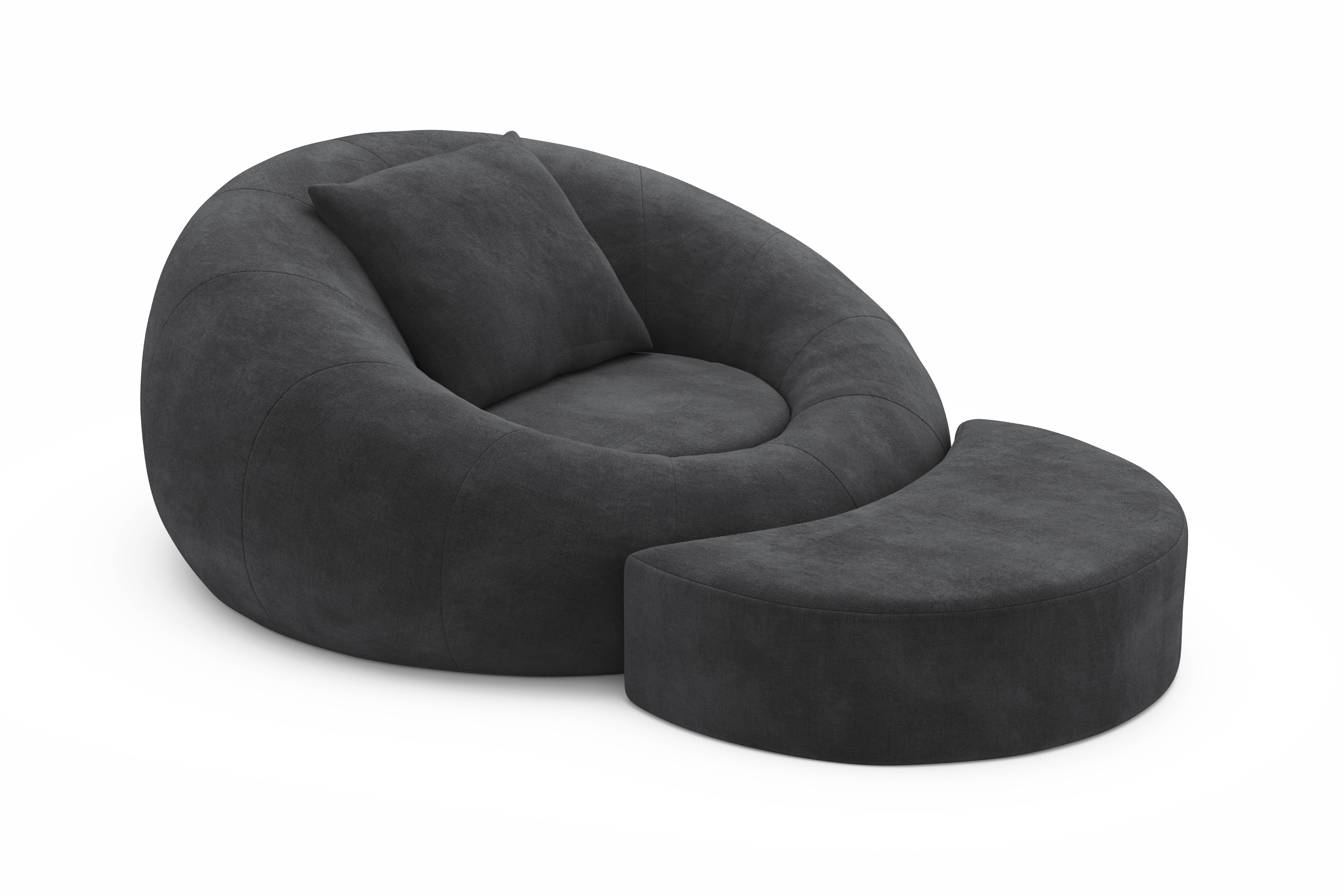 Valencia Grace Fabric Theater Lounge Cuddle Seat with Ottoman, Charcoal Grey