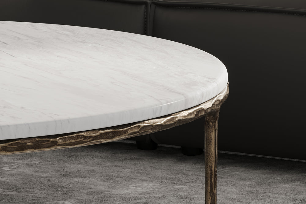 Valencia Lorenzo Marble 55'' Round Coffee Table, White Marble