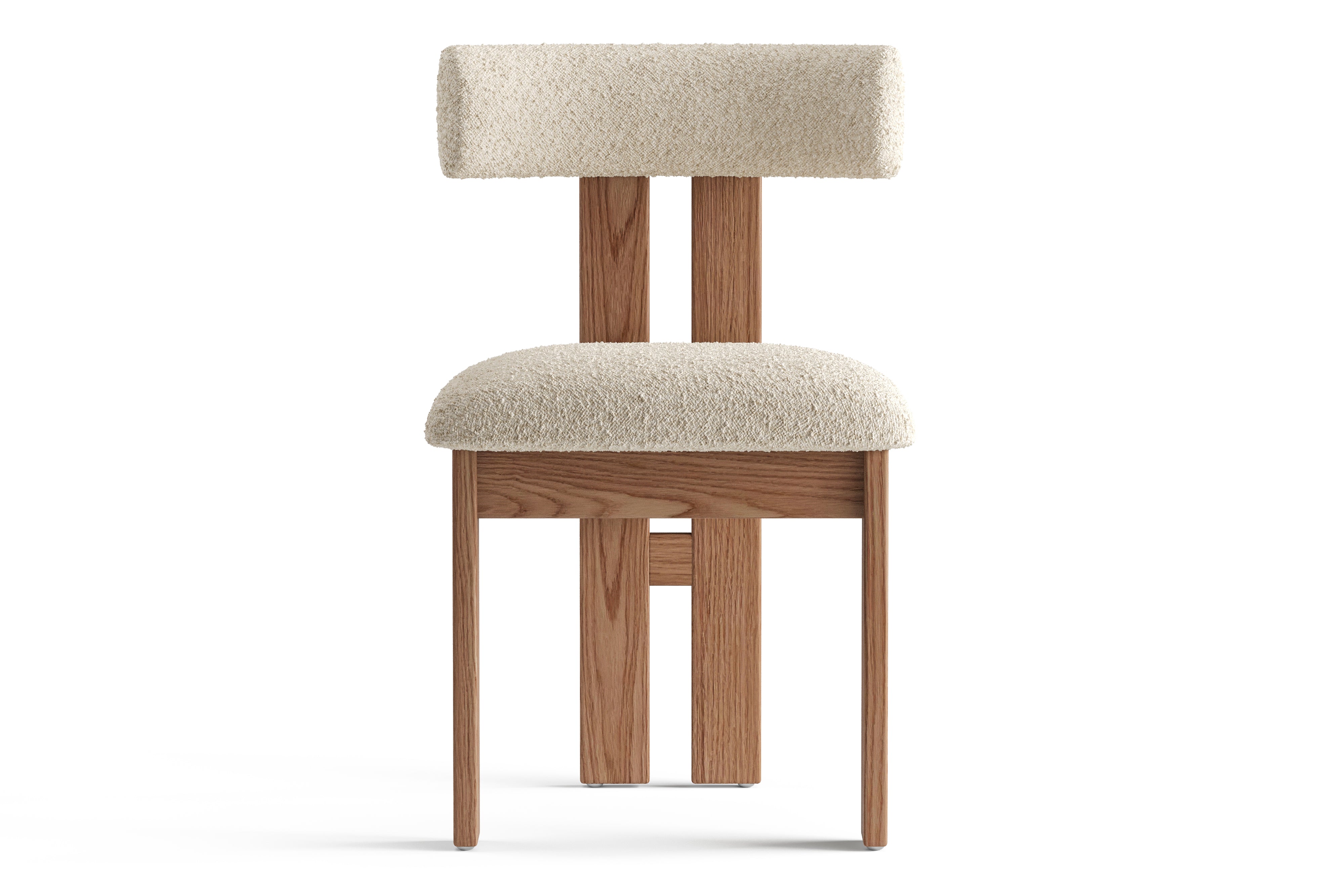 Valencia Carlo Natural Oak Wood Boucle Dining Chair, Beige