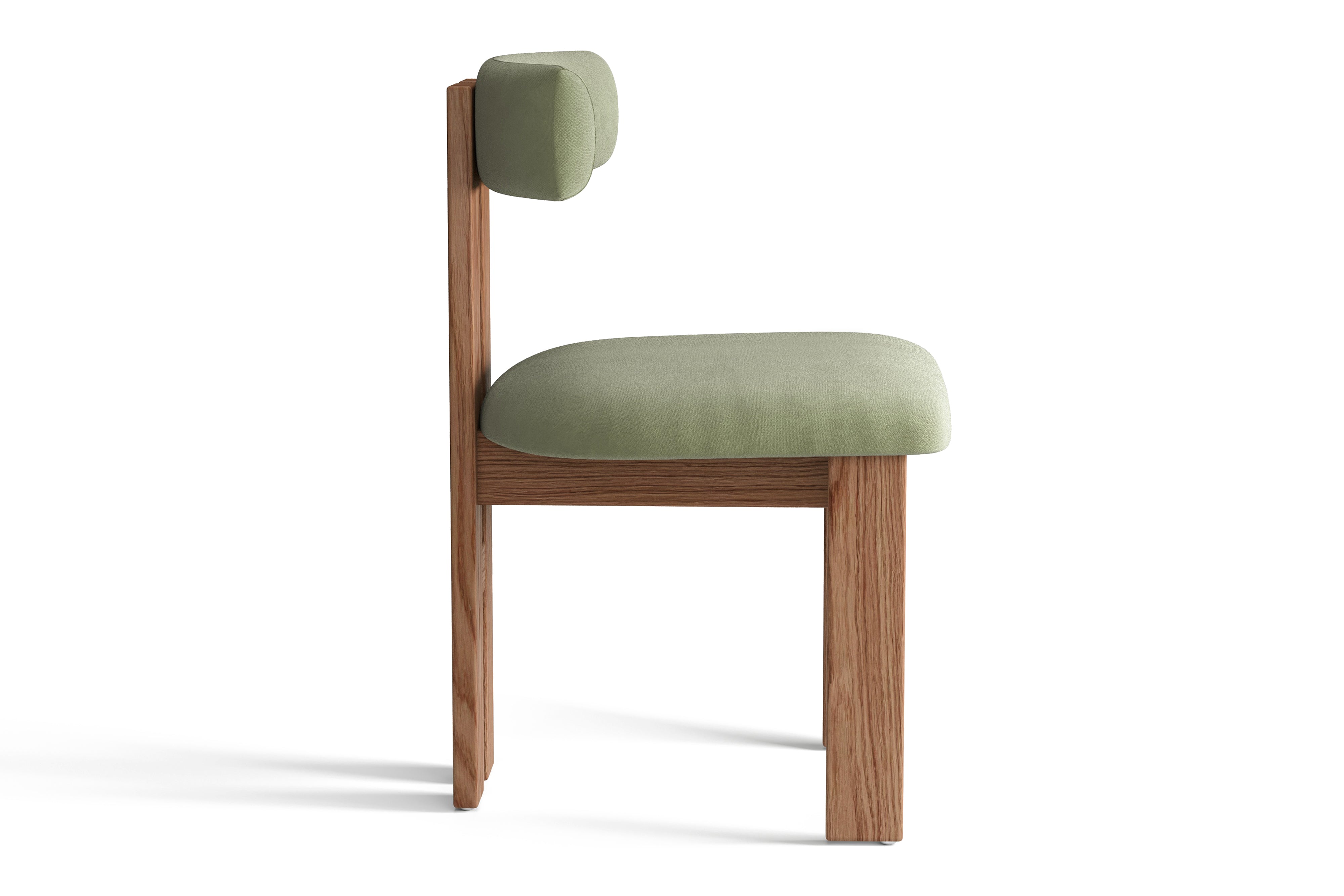 Valencia Carlo Natural Oak Wood Green Mohair Dining Chair, Green