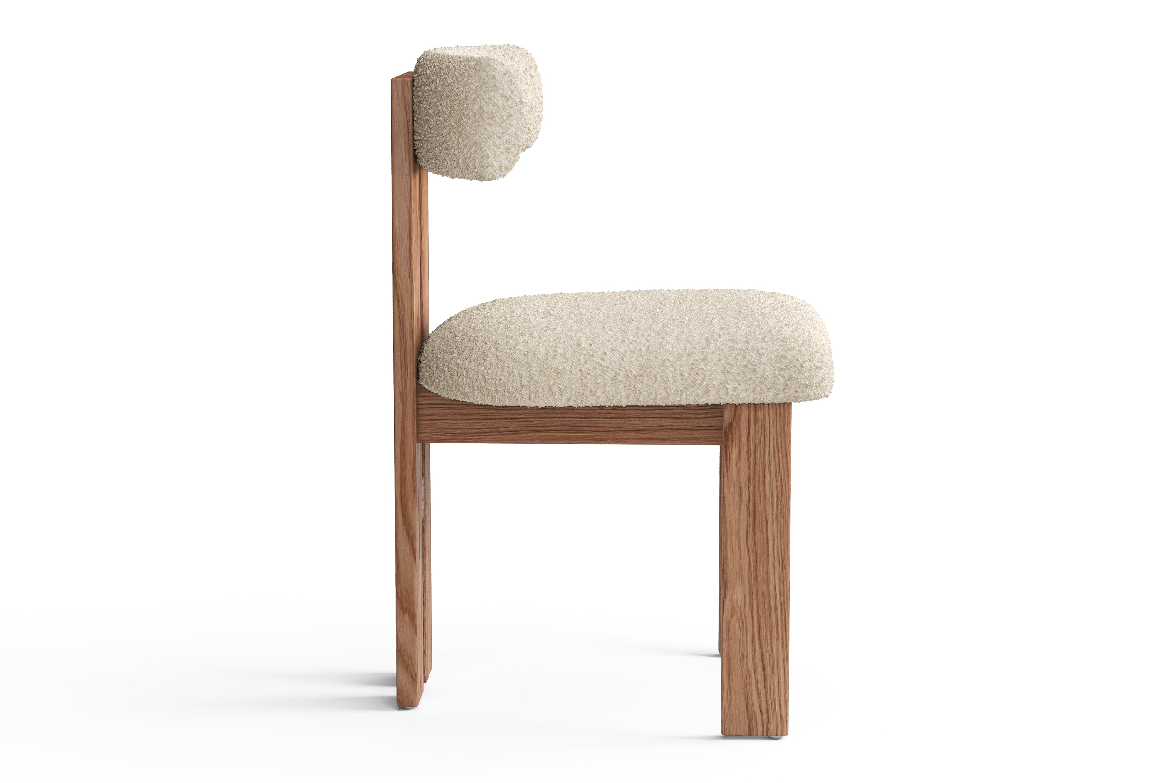 Valencia Carlo Natural Oak Wood Boucle Dining Chair, Beige