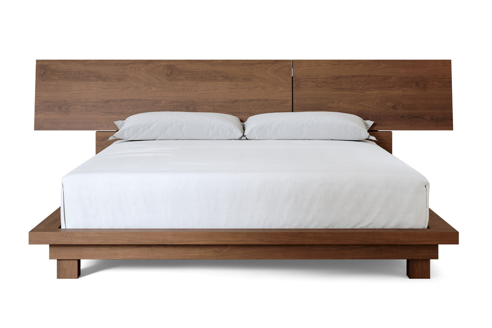 Valencia Faith Wide Headboard Wooden King Size Bed Frame, Walnut Color