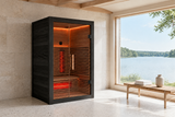 Valencia Aura™ 2-Person Full Spectrum Low-EMF Infrared Sauna | Black Exterior | Canadian Red Cedar