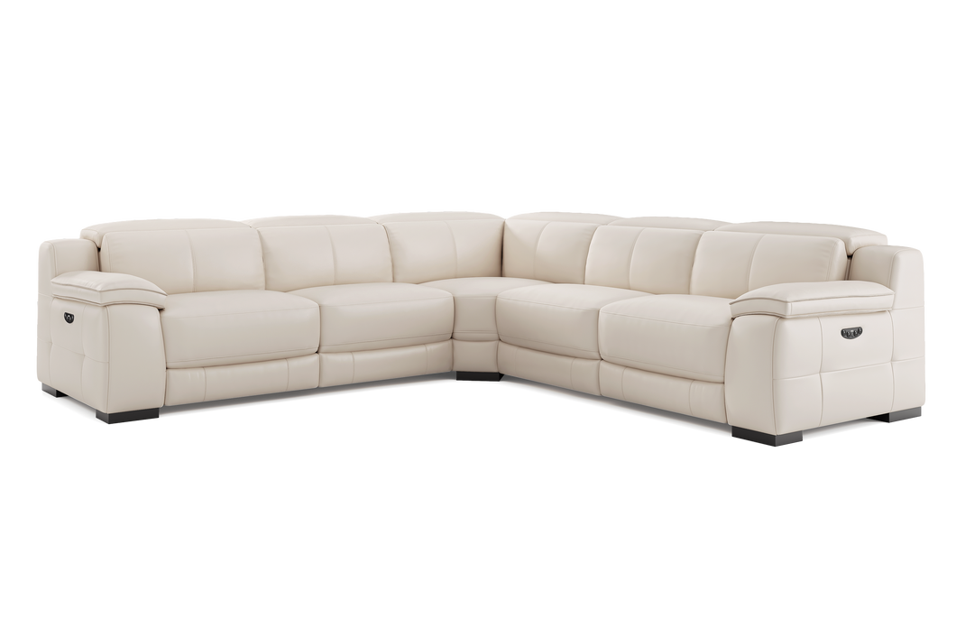 Valencia Ellie Top Grain Leather L-Shape Sofa, Beige