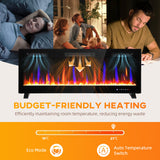Marley 50" Thin Freestanding/Wall Mounted Electric Fireplace Heater with Eco Mode - Black
