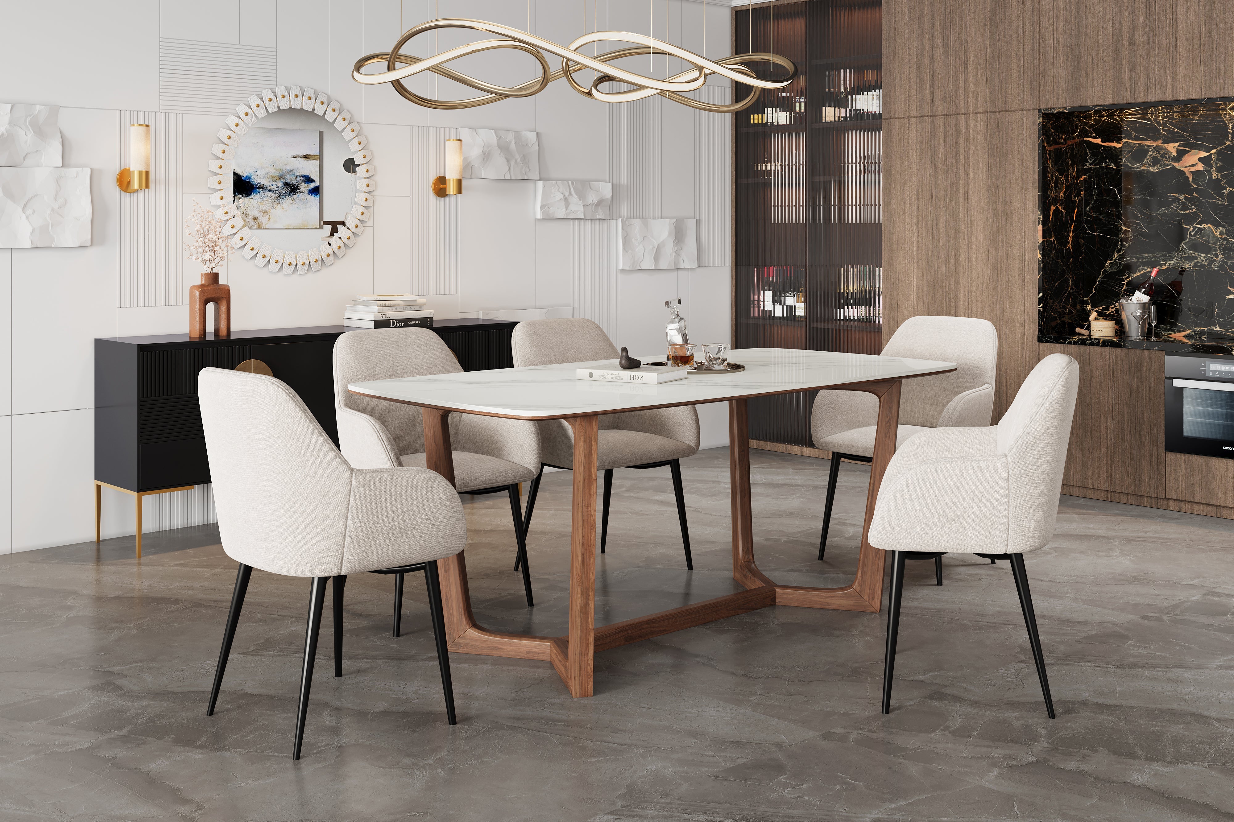 Valencia Luca Calcutta Quartz 71" Dining Table, White