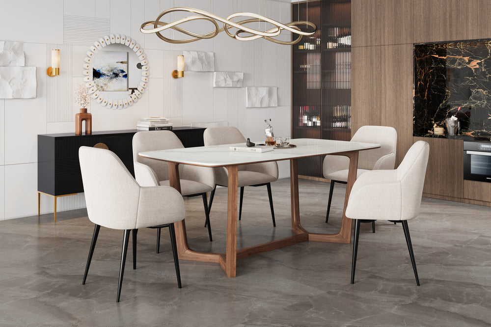 Valencia Luca Natural Marble 95" Dining Table, White