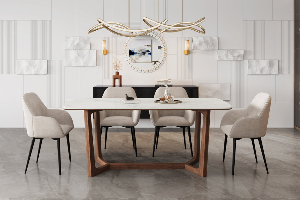 Valencia Luca Natural Marble 95" Dining Table, White