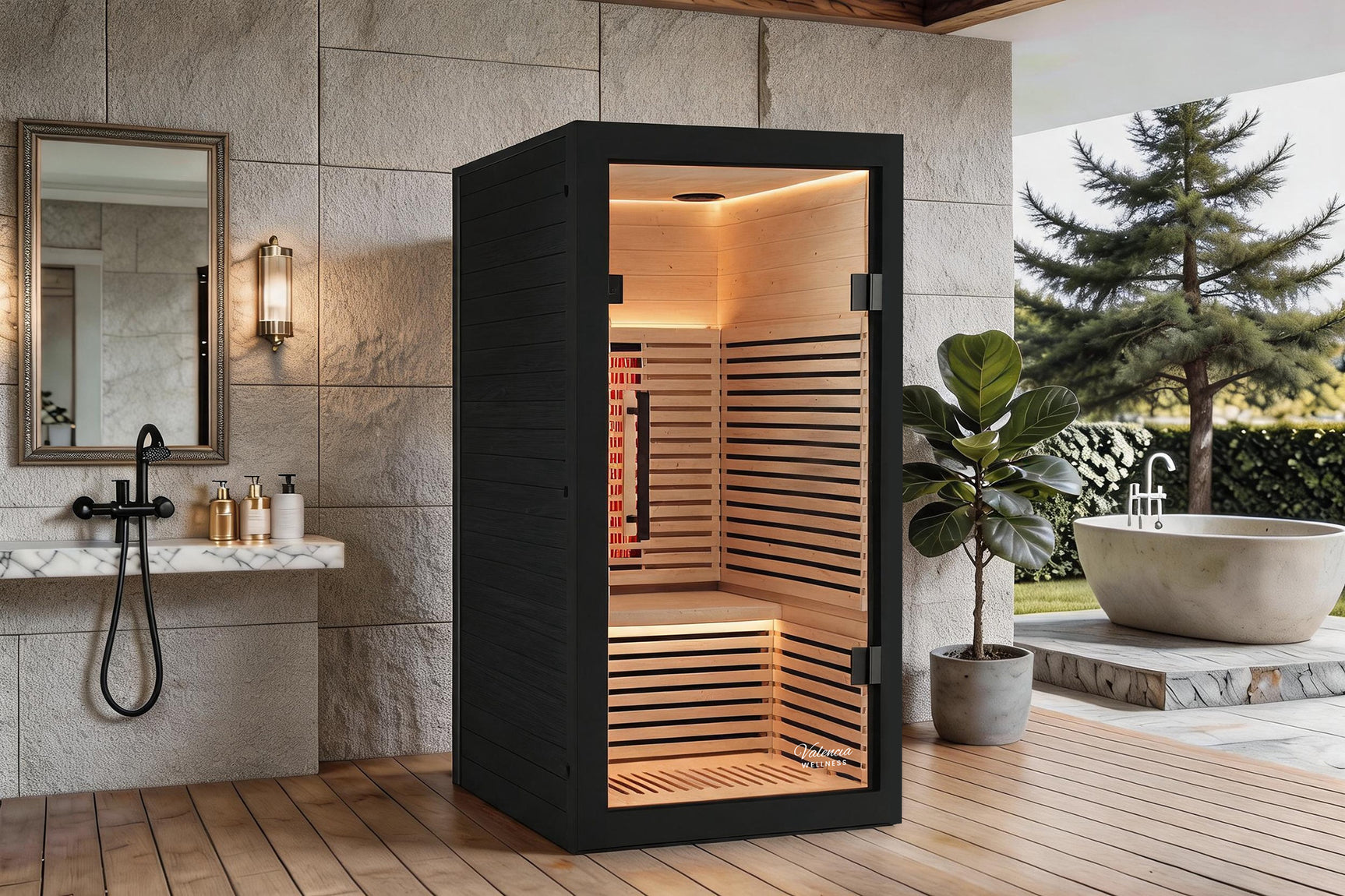 Valencia Aura™ 1-Person Full Spectrum Infrared Sauna | Low-EMF Hemlock