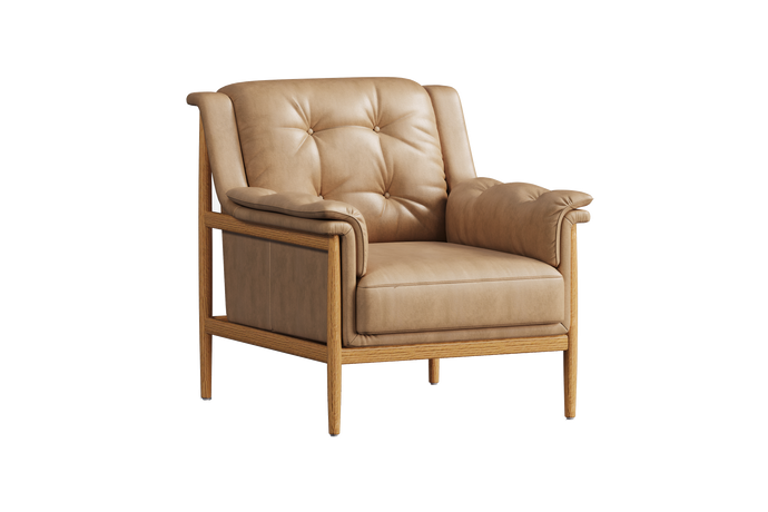 Valencia Jasmine Top Grain Leather Accent Chair, Brown