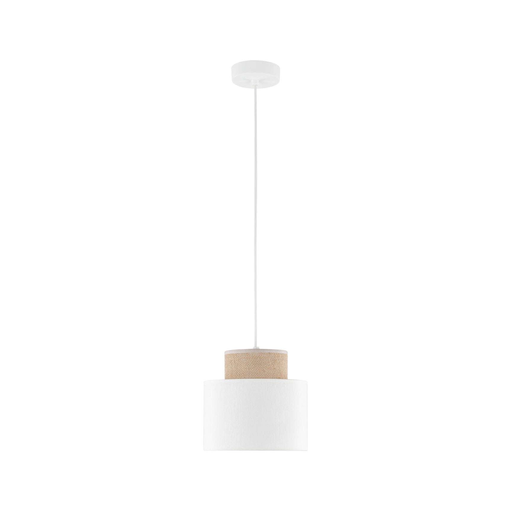 Duo White Jute Scandinavian Pendant Ceiling Light for Kitchen Island, Dining Room & Natural Interiors