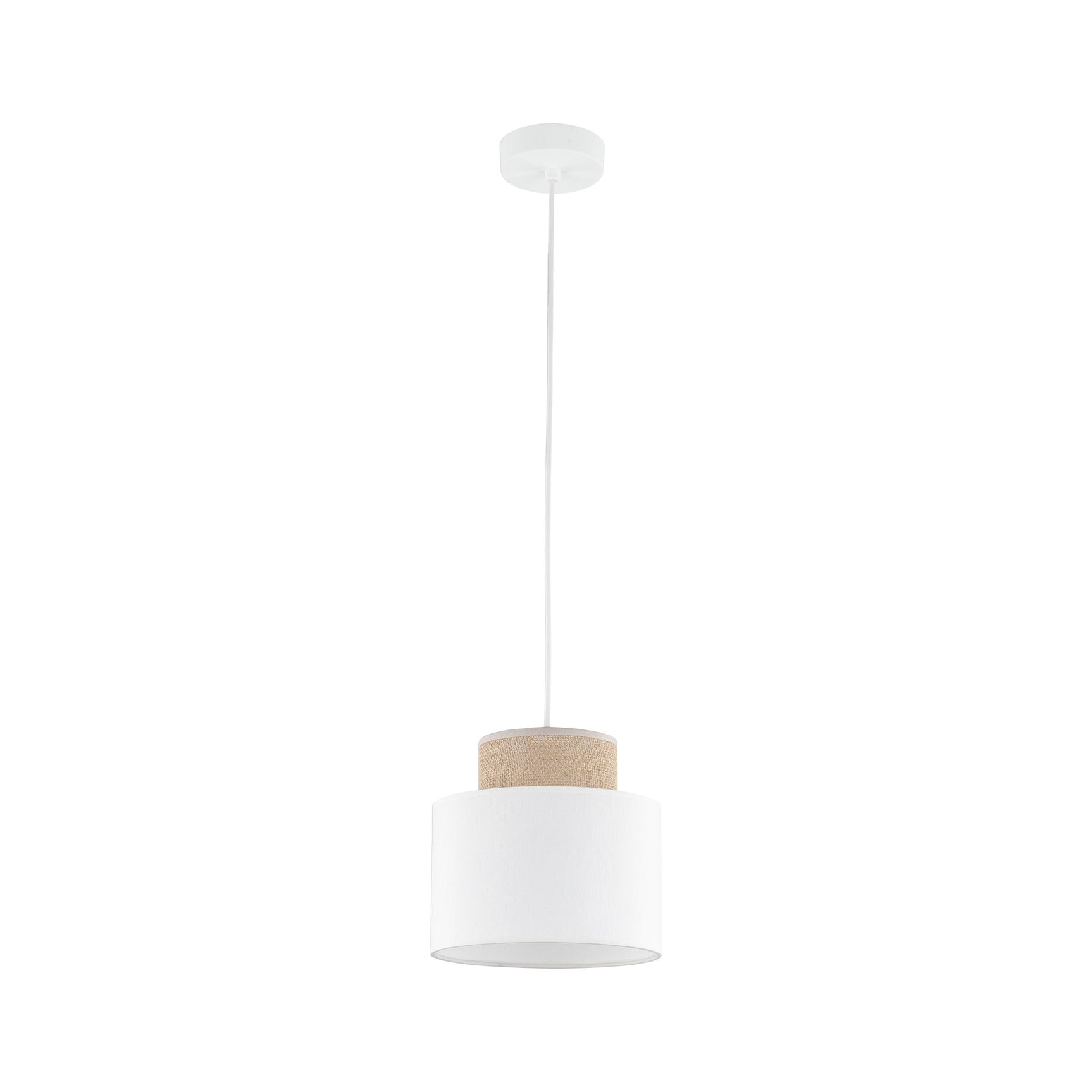 Duo White Jute Scandinavian Pendant Ceiling Light for Kitchen Island, Dining Room & Natural Interiors