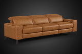 Esther Distressed Italian Aniline Leather Power Dual Recliner Sofa