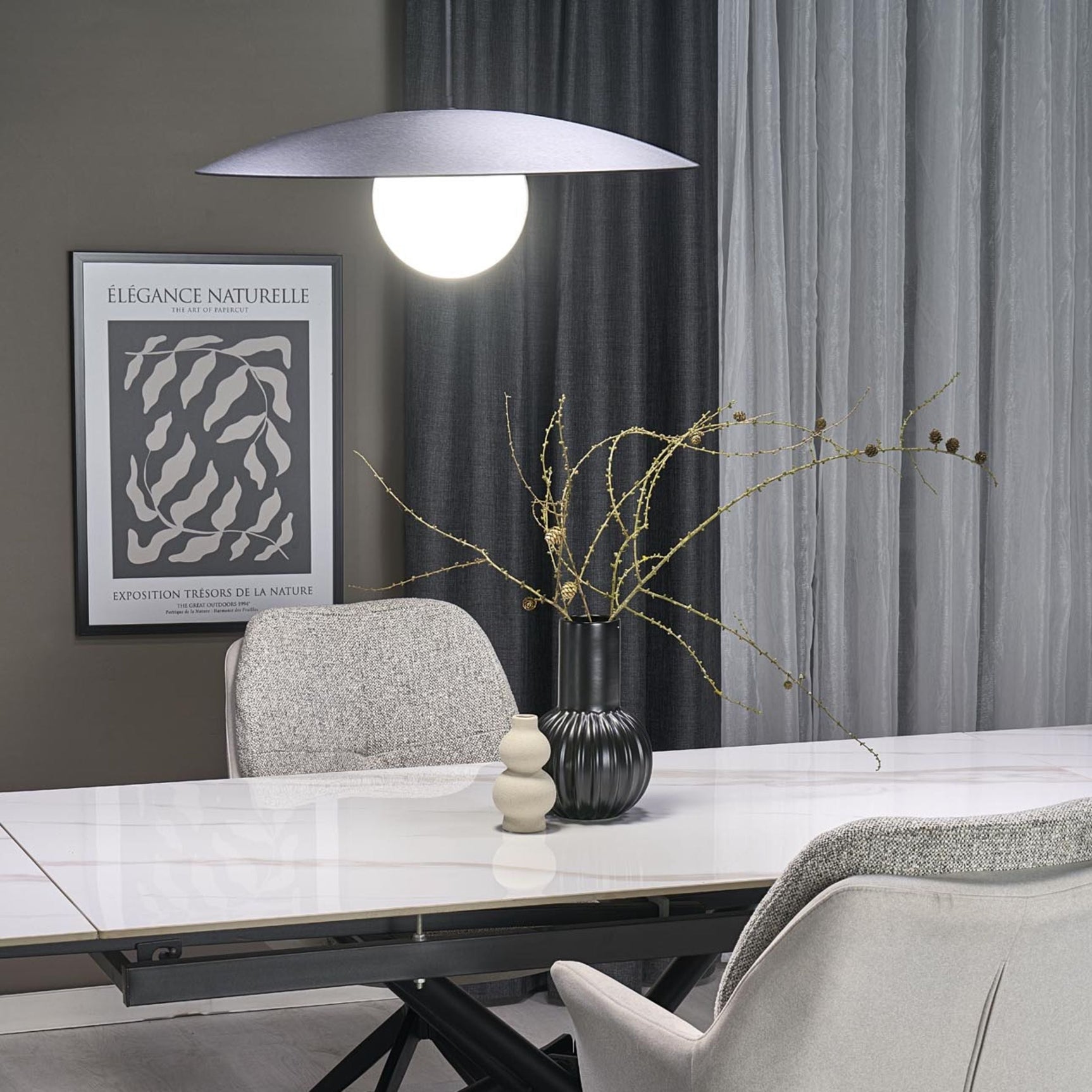 Slate Mid-Century Modern Pendant Ceiling Light for Kitchen Island, Dining Room & Statement Interior Lighting