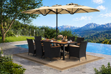 10 Piece Outdoor Dining Set with 15 Feet Double-Sided Twin Umbrella