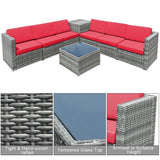8 Piece Wicker Sofa Rattan Dinning Set Patio Furniture with Storage Table