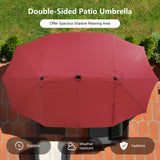 11 Pieces Patio Dining Set with 15 Feet Double-Sided Patio Umbrella Base Included