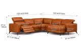Esther Distressed Italian Aniline Leather Corner Recliner Sectional Sofa