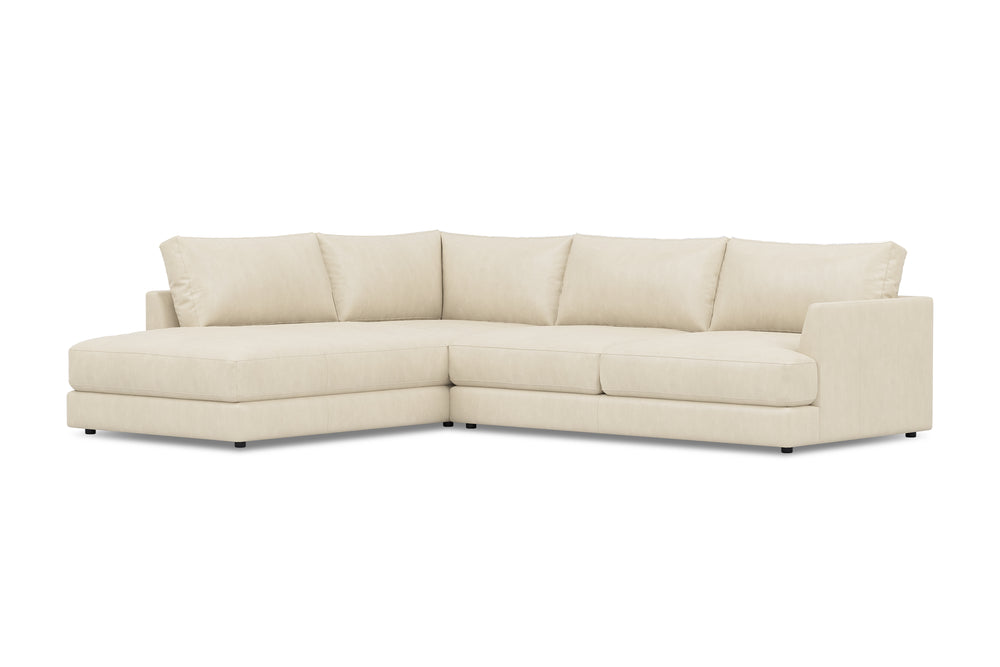 Valencia Serena Leather L-shape with Left Chaise Sectional Sofa, Beige