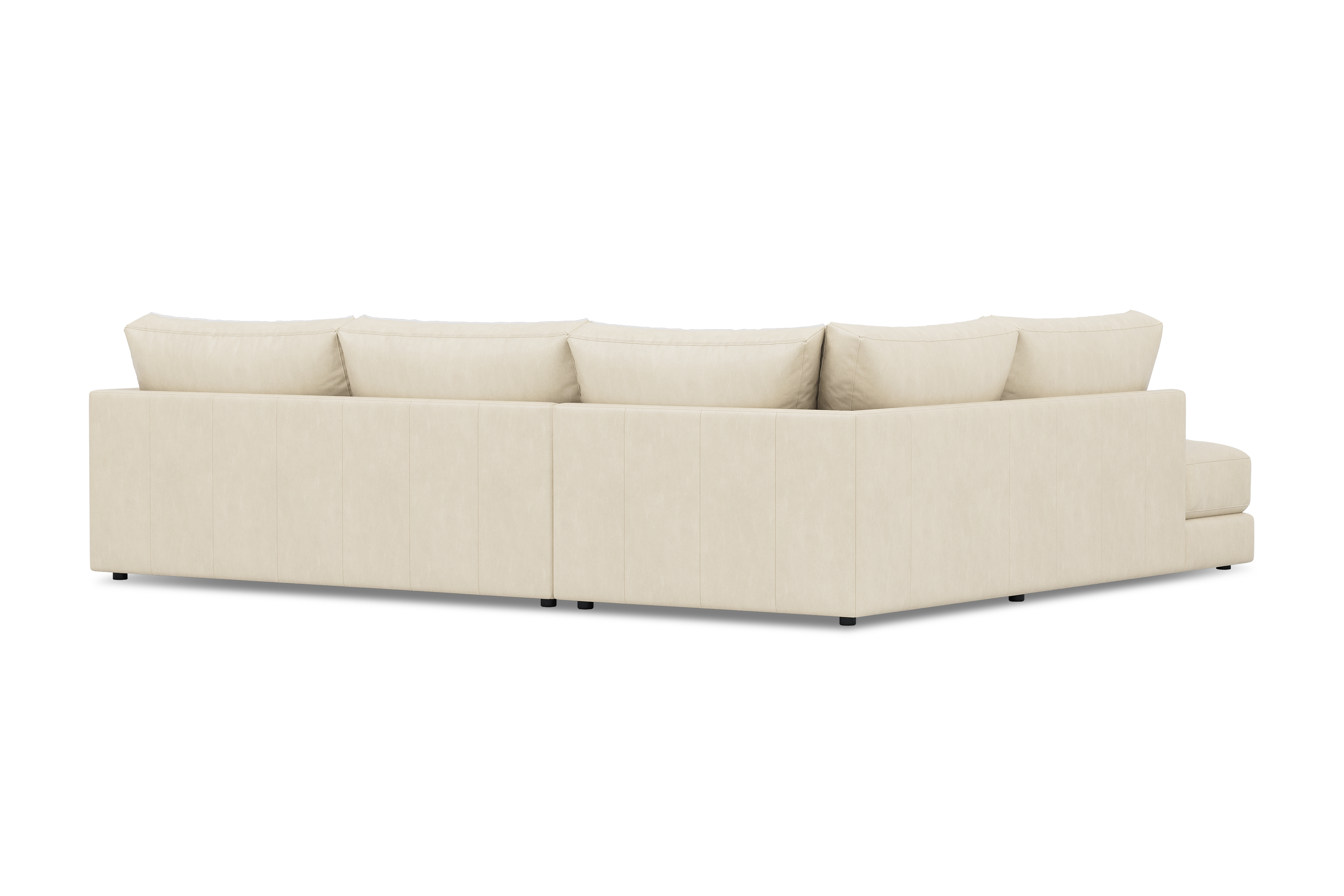 Valencia Serena Leather 2-Piece Left Bumper Chaise Sectional Sofa, Beige