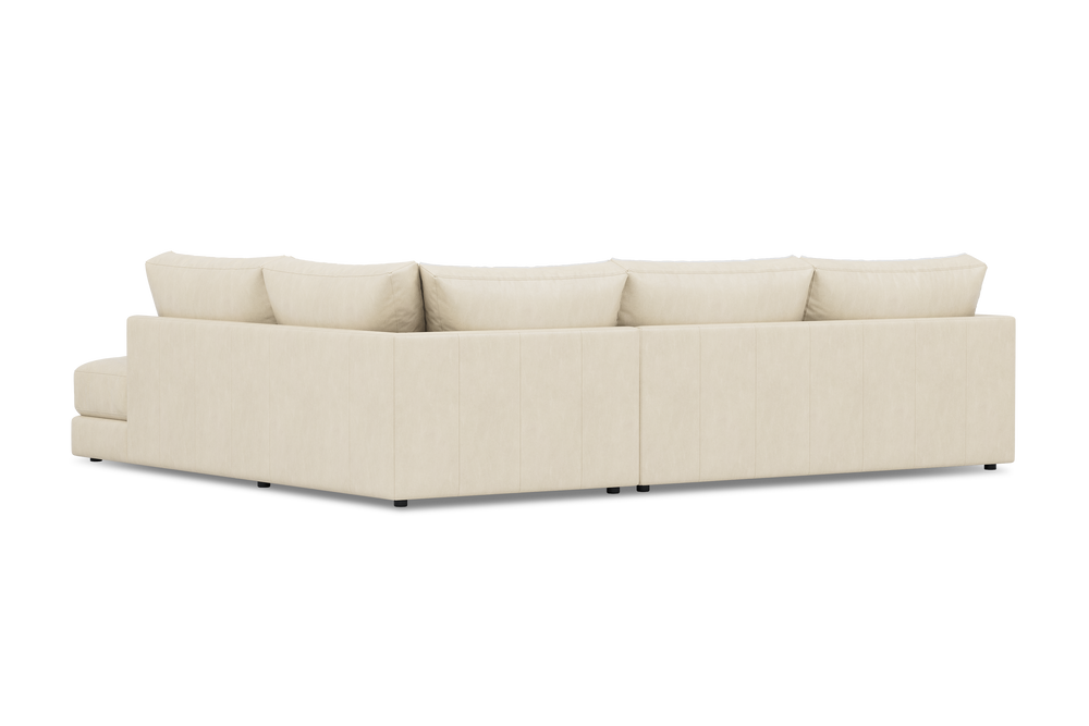 Valencia Serena Leather 2-Piece Right Bumper Chaise Sectional Sofa, Beige