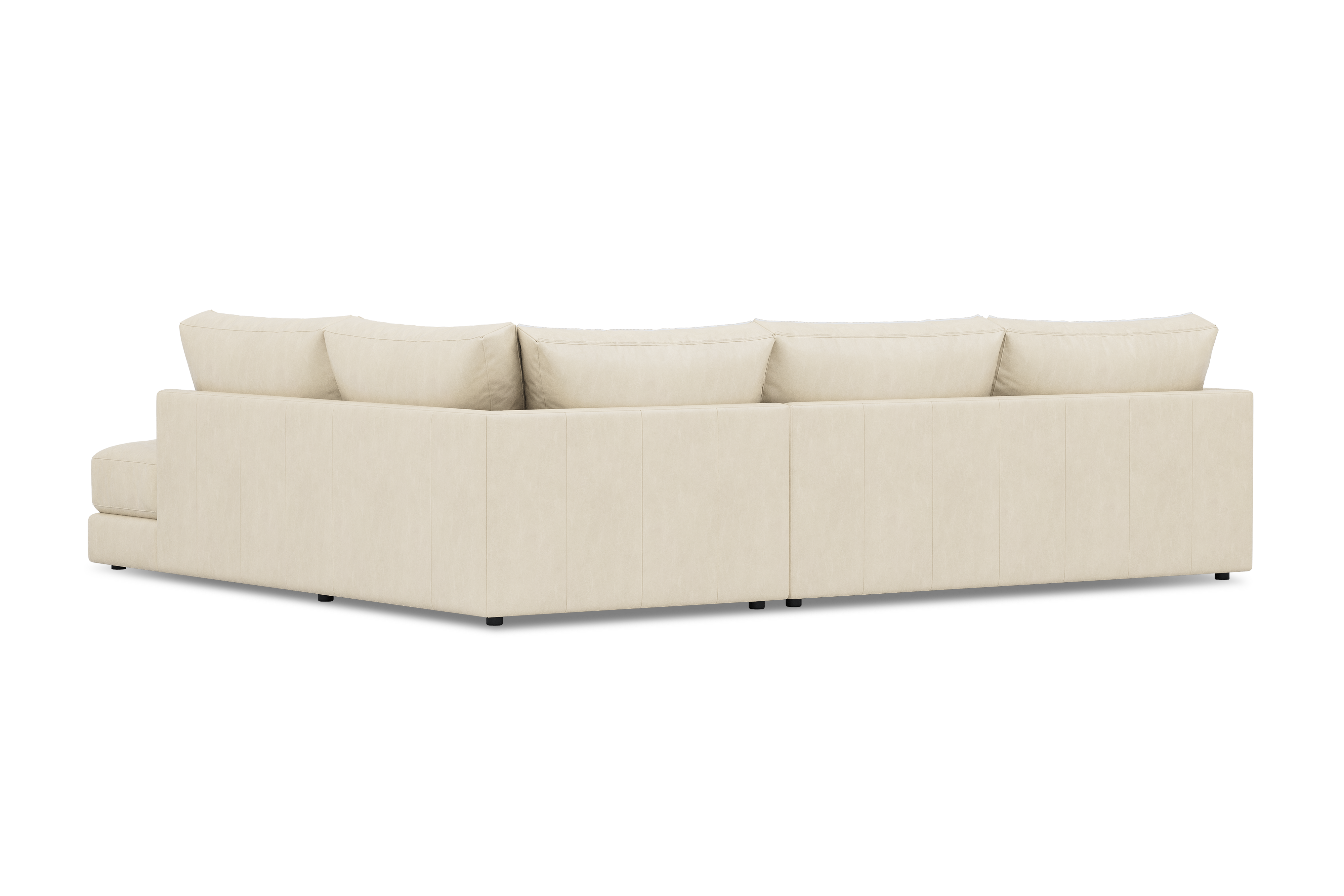 Valencia Serena Leather 2-Piece Right Bumper Chaise Sectional Sofa, Beige