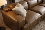 Valentina recliner Sectional in distressed Italian aniline leather
