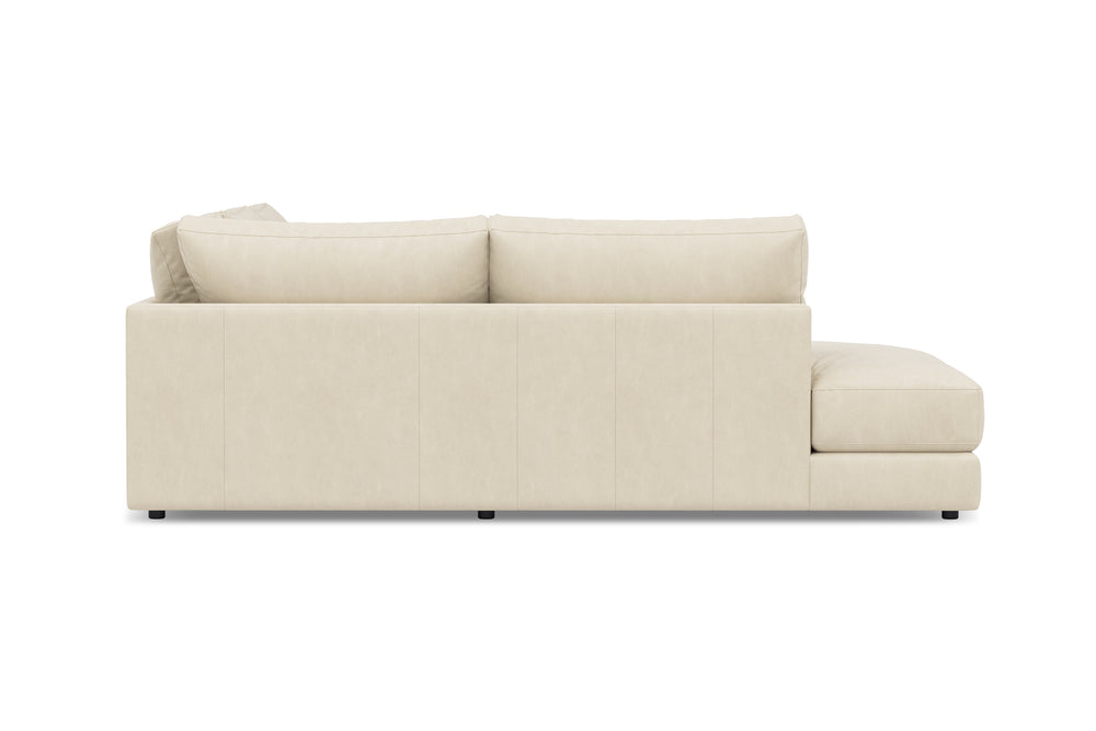 Valencia Serena Leather L-shape with Left Chaise Sectional Sofa, Beige