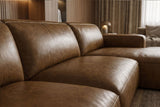 Valentina recliner Sectional in distressed Italian aniline leather