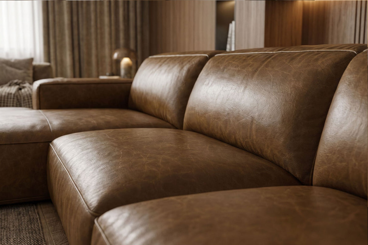 Valentina Distressed Leather Recliner Sectional Sofa