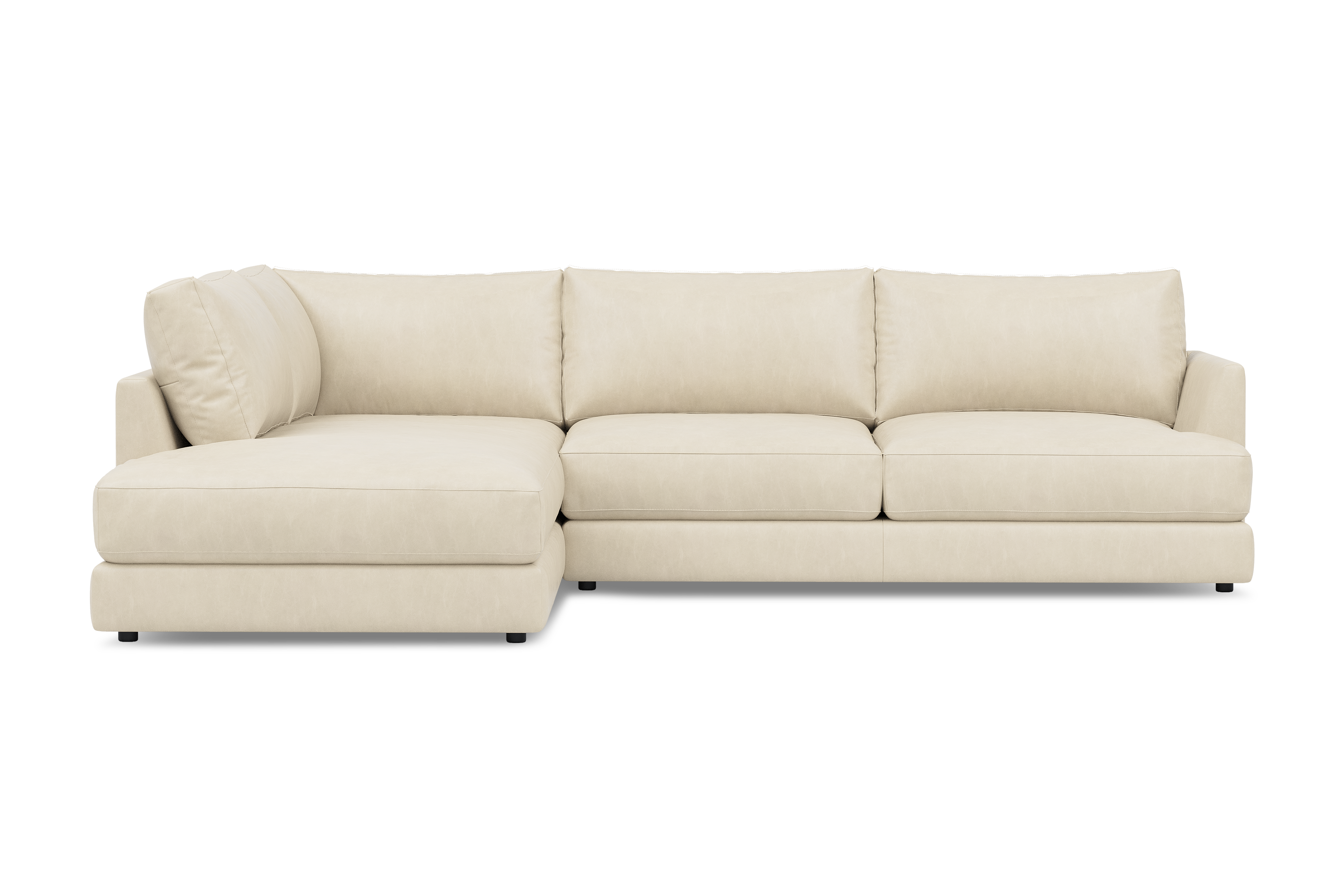 Valencia Serena Leather 2-Piece Left Bumper Chaise Sectional Sofa, Beige