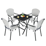 Set of 4 Patio Rattan Stackable Dining Chair with  Armrest for Garden