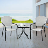 Set of 4 Patio Rattan Stackable Dining Chair with  Armrest for Garden