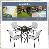 Set of 4 Patio Rattan Stackable Dining Chair with  Armrest for Garden