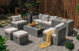 8 Pieces Patio Rattan Furniture Set with Storage Waterproof Cover and Cushion