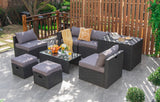 8 Pieces Patio Rattan Storage Table Furniture Set