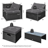 8 Pieces Patio Rattan Storage Table Furniture Set