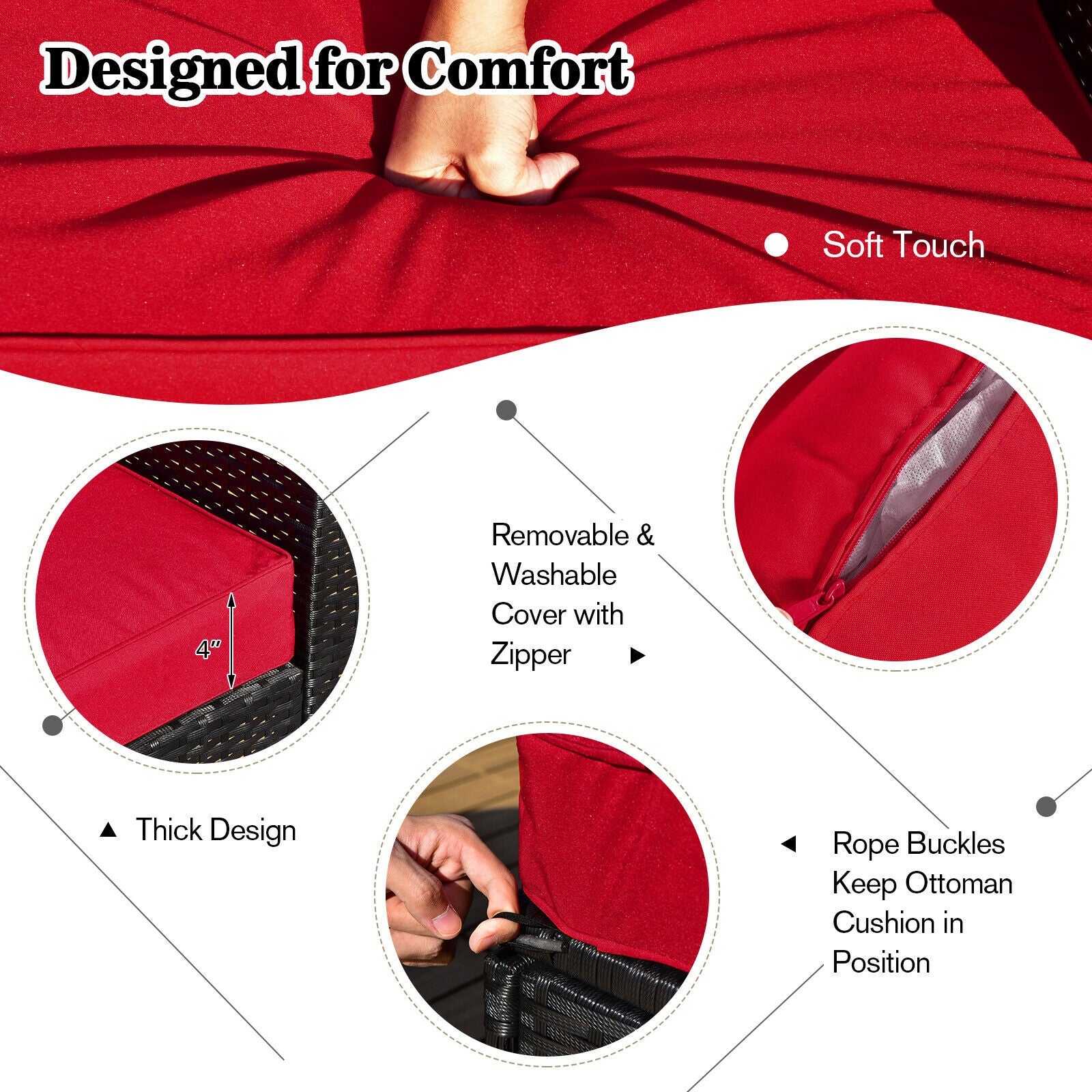 8 Pieces Patio Rattan Storage Table Furniture Set