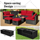 8 Pieces Patio Rattan Storage Table Furniture Set