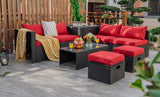 8 Pieces Patio Rattan Storage Table Furniture Set
